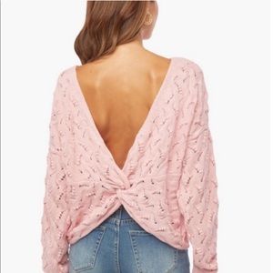 NWT Twist back pointelle pullover sweater pink dolphin large